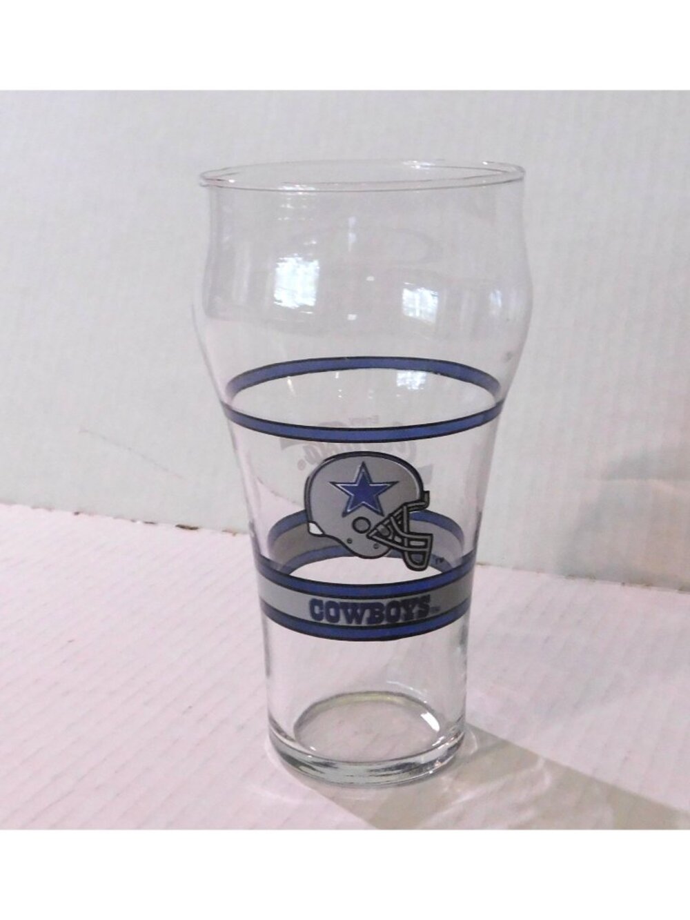 Dallas Cowboys Coca-Cola Glass 14 oz NFL Logo Collectible Clear 6 Inches